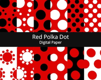 Red Polka Dot Digital Paper: Scrapbook & Craft Paper (JPG Download)
