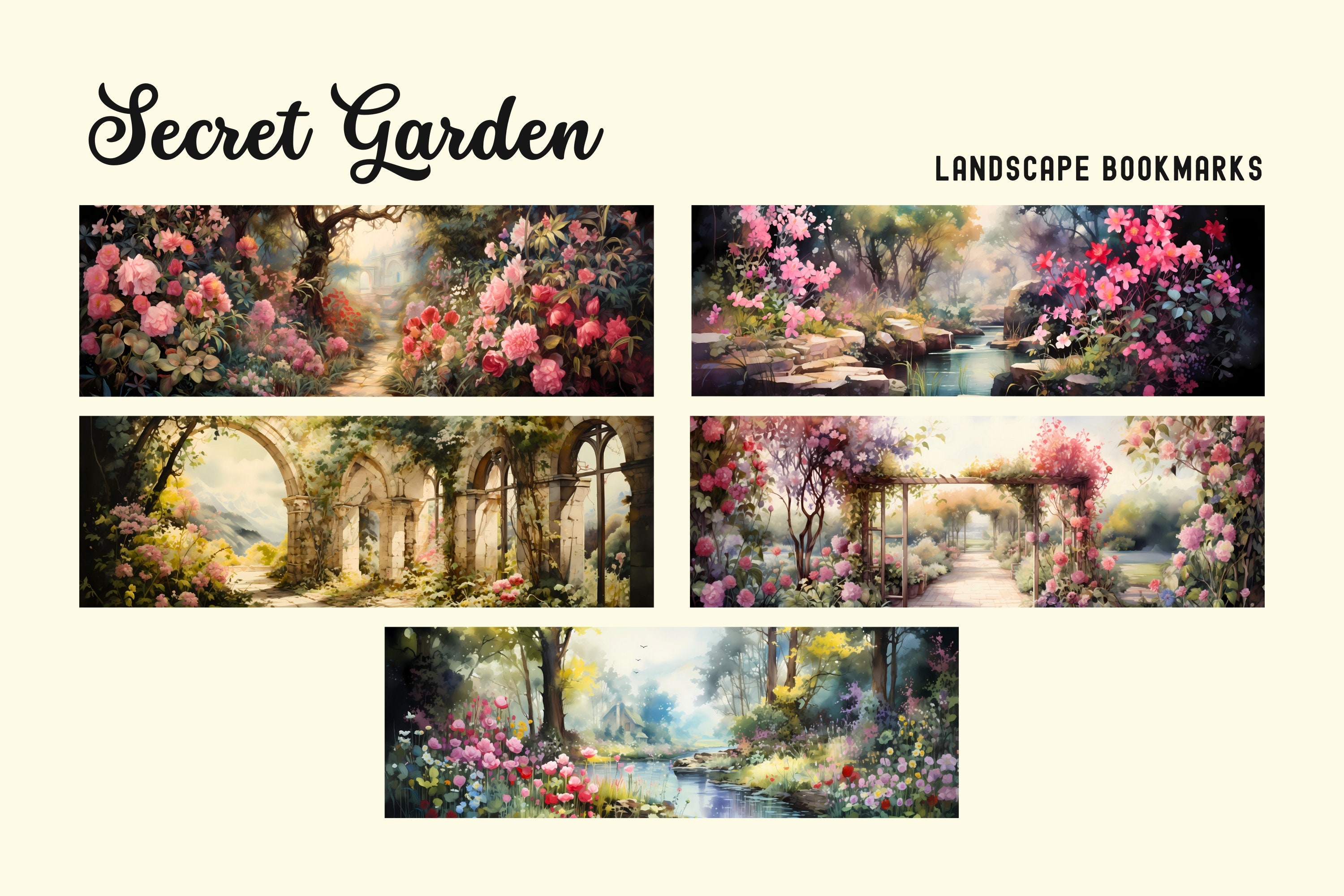 Secret Garden Landscape Bookmarks Secret Garden Floral - Etsy