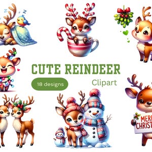 Cute Reindeer Clipart - Christmas Reindeer - Downloadable Transparent Background Clipart PNG
