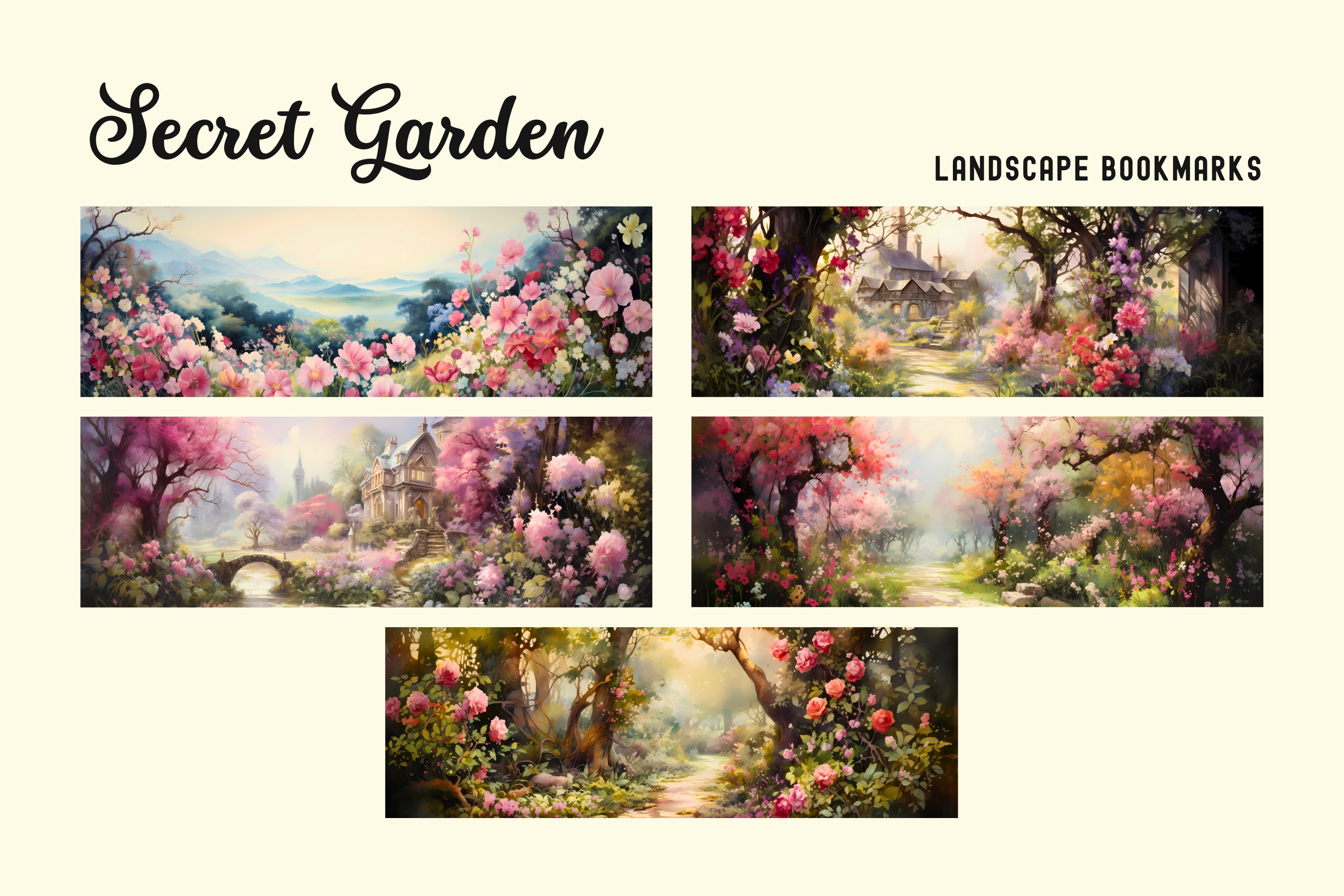 Secret Garden Landscape Bookmarks Secret Garden Floral - Etsy