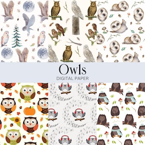 Owl Digital Paper: Scrapbook & Junk Journal Designs (Digital Download)