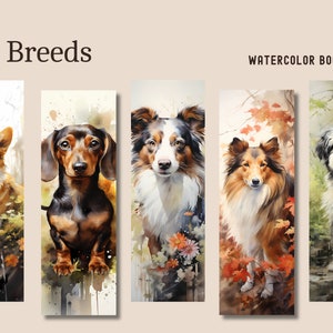 Races de chiens - Marque-pages aquarelle, PNG, sublimation