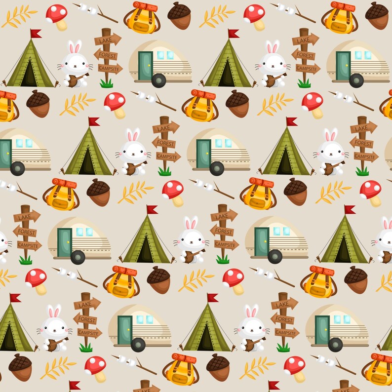 Camping Scrapbook Paper: Hiking, Tents, and Binoculars (digital ...