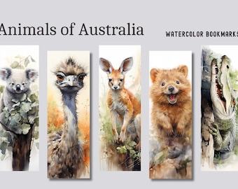 Animals of Australia Watercolor Bookmarks - PNG, Digital Download