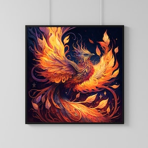 Phoenix Wall Art - Phoenix, Art numérique, AI Art, Affiche, Imprimable, Téléchargement instantané, 3 tailles, Journal indésirable, Économiseur d'écran, Scorpion