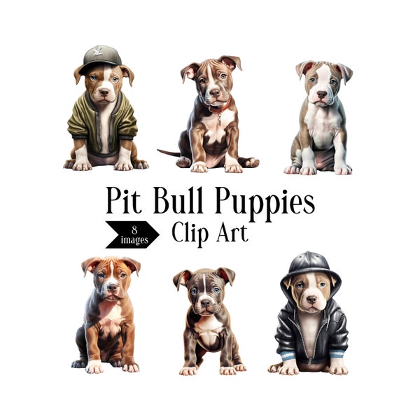 Pit Bull Puppies Clip Art - Dogs, Puppy, Clipart, Scrapbook, Cards, Invitations, Crafts