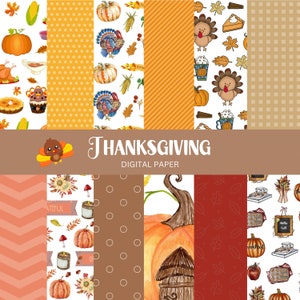 Thanksgiving Digital Paper: Fall Scrapbook & Junk Journal (Digital Download)