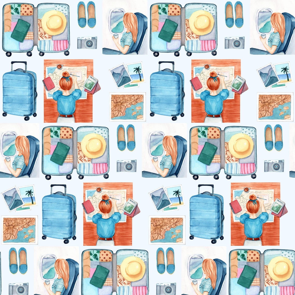 Travel Digital Paper Travel Scrapbook Paper Vacation Etsy