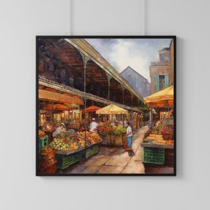 La Nouvelle-Orléans - Marché français. Art mural, AI Art, Affiche, Imprimable, Téléchargement instantané, Art numérique, Junk Journal, 3 tailles, Impression numérique