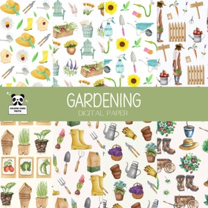 Papel digital de jardinería, Papel de álbum de recortes de jardín, Papercrafts, Revistas basura, Hojas de papel artesanales, Hojas temáticas de jardín, Papel patrón
