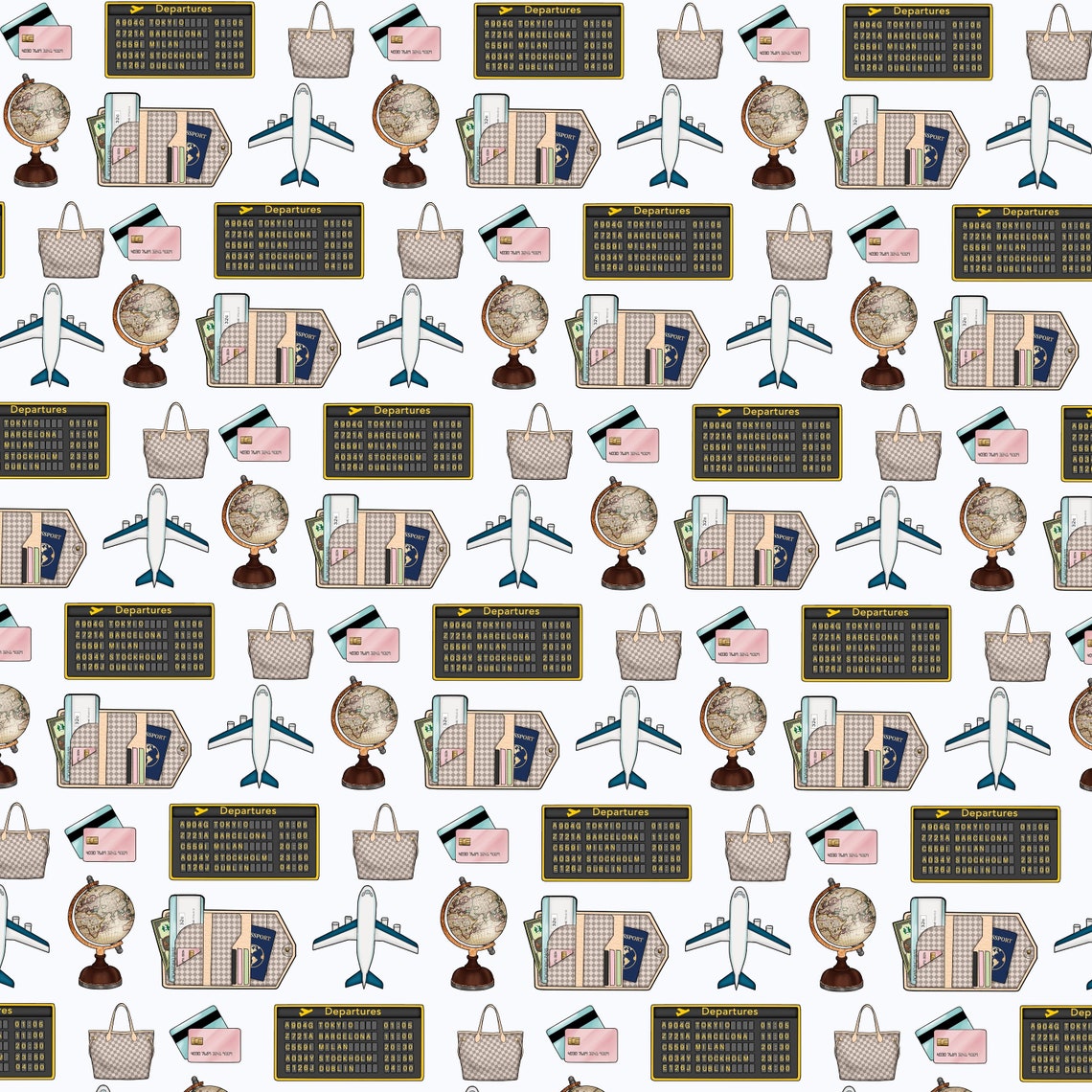 Travel Digital Paper Travel Scrapbook Paper Vacation Etsy