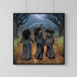 Witches Wall Art - Digital Print, Poster, Junk Journal, Printable, Instant Download, 3 Sizes, AI Art, Screensaver, Halloween
