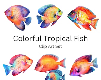Insieme di arte di clip di pesci tropicali variopinti - Ocean Life, Sea Animals, Download digitale