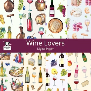 Wine Lovers Digital Paper - A4 size