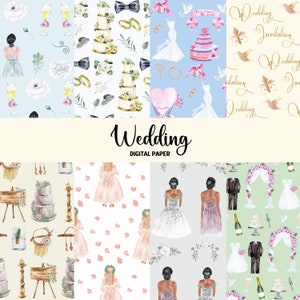 Wedding Digital Paper - Carta per album di nozze, Carta artigianale, Diari spazzatura, Libro di memoria, Download digitale, Stampabile, Matrimonio, Sposa