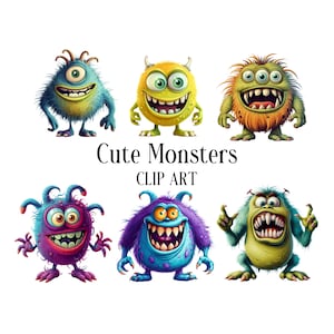 Cute Monsters Clip Art - Monstro, Clipart, Álbum de recortes, Cartões, Convites, Artesanato, Junk Journal