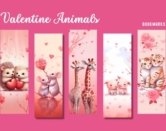 Valentine Animal Bookmarks - Valentine's Day Bookmarks, Sublimation