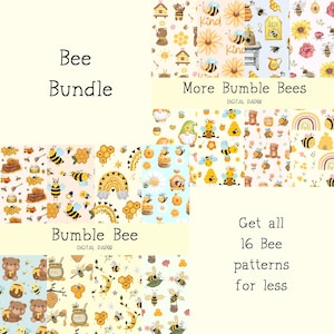 Biene Bundle - Hummel Digitales Papier & mehr Bumbles Digital Paper - Bienen Muster Papier - Bienen Scrapbooking Papier - Papercraft, Junk Journal