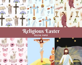 Christian Easter Digital Paper - Religious Scrapbook Paper - Jesus