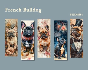 Französische Bulldogge Lesezeichen, Frenchie PNG, herunterladbare Lesezeichen