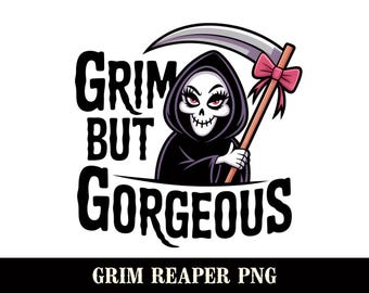 Grim Reaper Girl PNG: Gothic Halloween Clipart - Sublimation Design