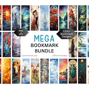 MEGA Bookmark Bundle - 1200+ Bookmark Designs, PNG + JPG, Sublimation