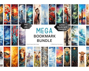 MEGA Bookmark Bundle - 1200+ Bookmark Designs, PNG + JPG, Sublimation