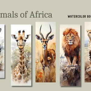 Segnalibri acquerello Animali dell'Africa - PNG, download digitale