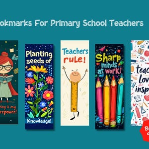 Marque-pages pour enseignant du primaire - Marque-pages pour les enseignants du primaire - Cadeau pour enseignant - Enseignant PNG Rentrée des classes - Fin d'année