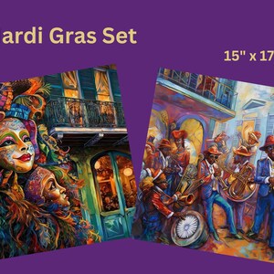 Mardi Gras Wall Art Set - 15&quot; x 17&quot;