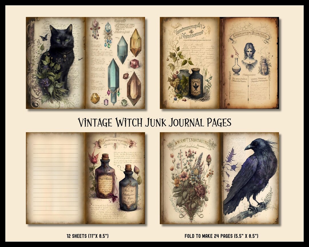 Vintage Witch Junk Journal Pages: Witchcore Ephemera (digital Download ...