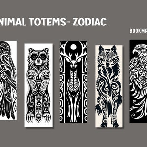 Marcadores de totem de animais - Animais do Zodíaco Nativo Americano - PNG - Sublimações