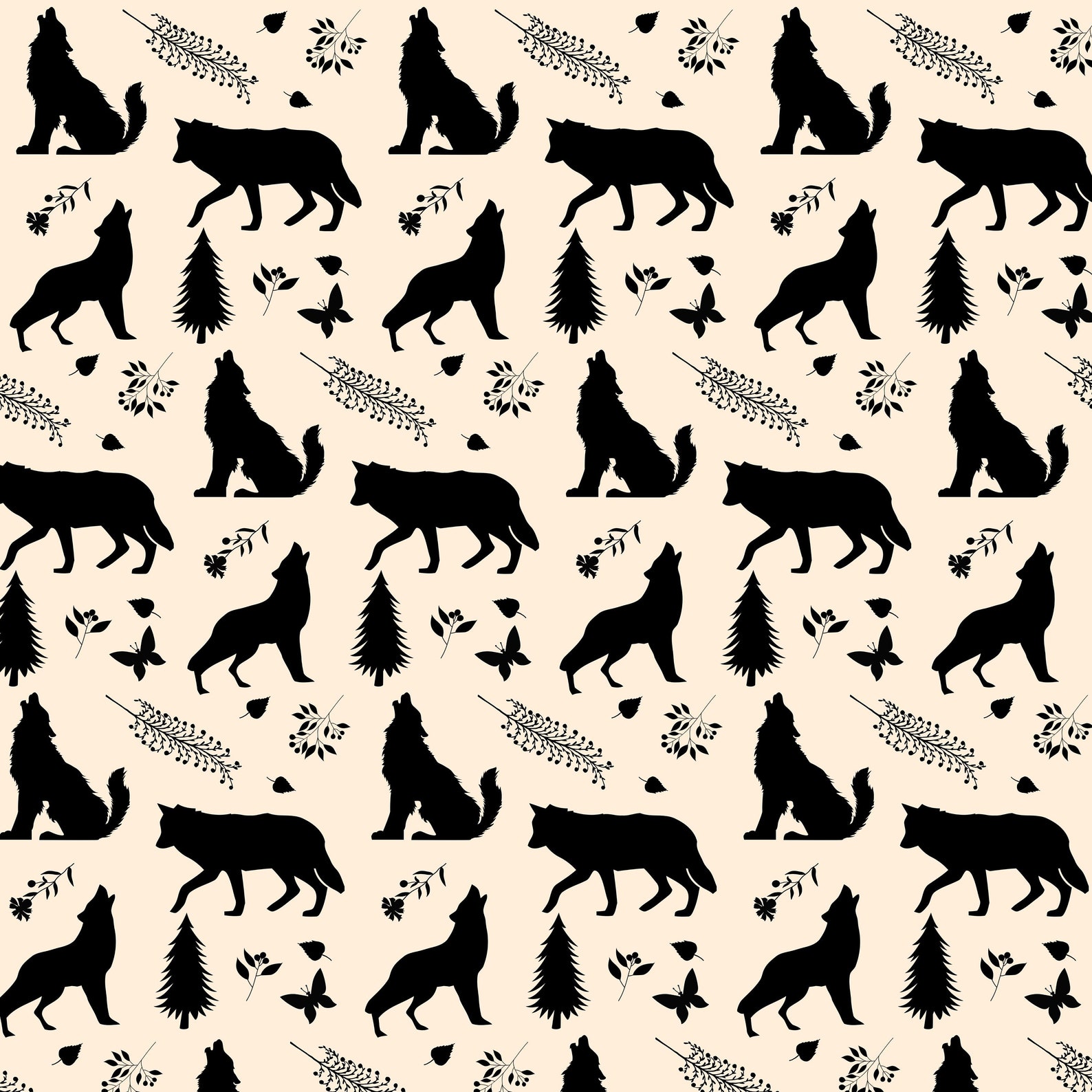 Wolves Digital Paper Wolf Scrapbook Paper Etsy