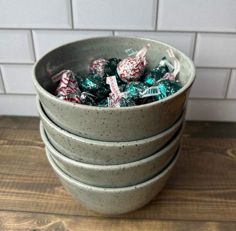 4 Small Handmade Bowls Set of Gray Snack Bowls Wheel Thrown Ice Cream