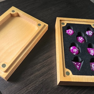 D&D Dice Box, Hardwood Dice Vault, RPG Dice Tray, Rectangular Natural Wood Dice Box, dnd gift