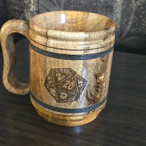 Wooden D&D Tankard | Natural Wood Cup | Handmade Drinking Mug