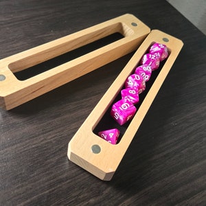 D&D Dice Box, Hardwood Dice Vault, RPG Dice Tray, Narrow Natural Wood Dice Box, DND gift
