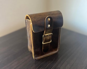 Handcrafted Buffalo Leather Belt Pouch: Medieval Adventurer's Bag