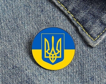 Ukraine Enamel Pin, Slava Ukraini Heroyam Slava Lapel Pin