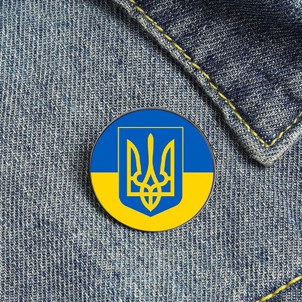 Épingle en émail d’Ukraine, Slava Ukraini Heroyam Slava Épinglette