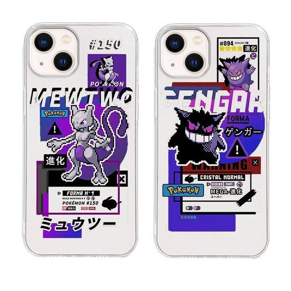Pokemon Transparent Cases, iPhone 14 13 12 11 Pro Max case iPhone 13 12 mini case iPhone XR case iPhone 8 Plus iPhone SE Case