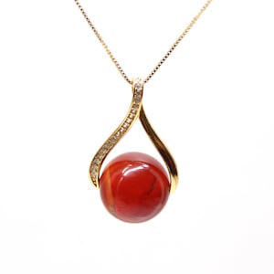 Carnelian Necklace, Carnelian Pendant for women, Carnelian Crystal necklace, Carnelian Jewelry, gift for her, 18k Gold Filled