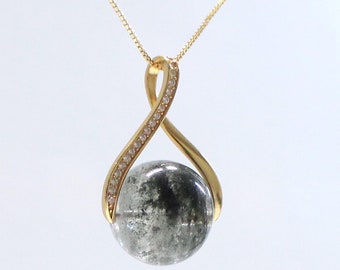 Garden Quartz Pendant: Lodolite Healing Crystal Necklace