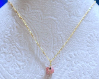 Dainty Rhodonite- Elegant 18K Gold Filled and Rhodonite Pendant Necklace – Luxury Handmade Jewelry