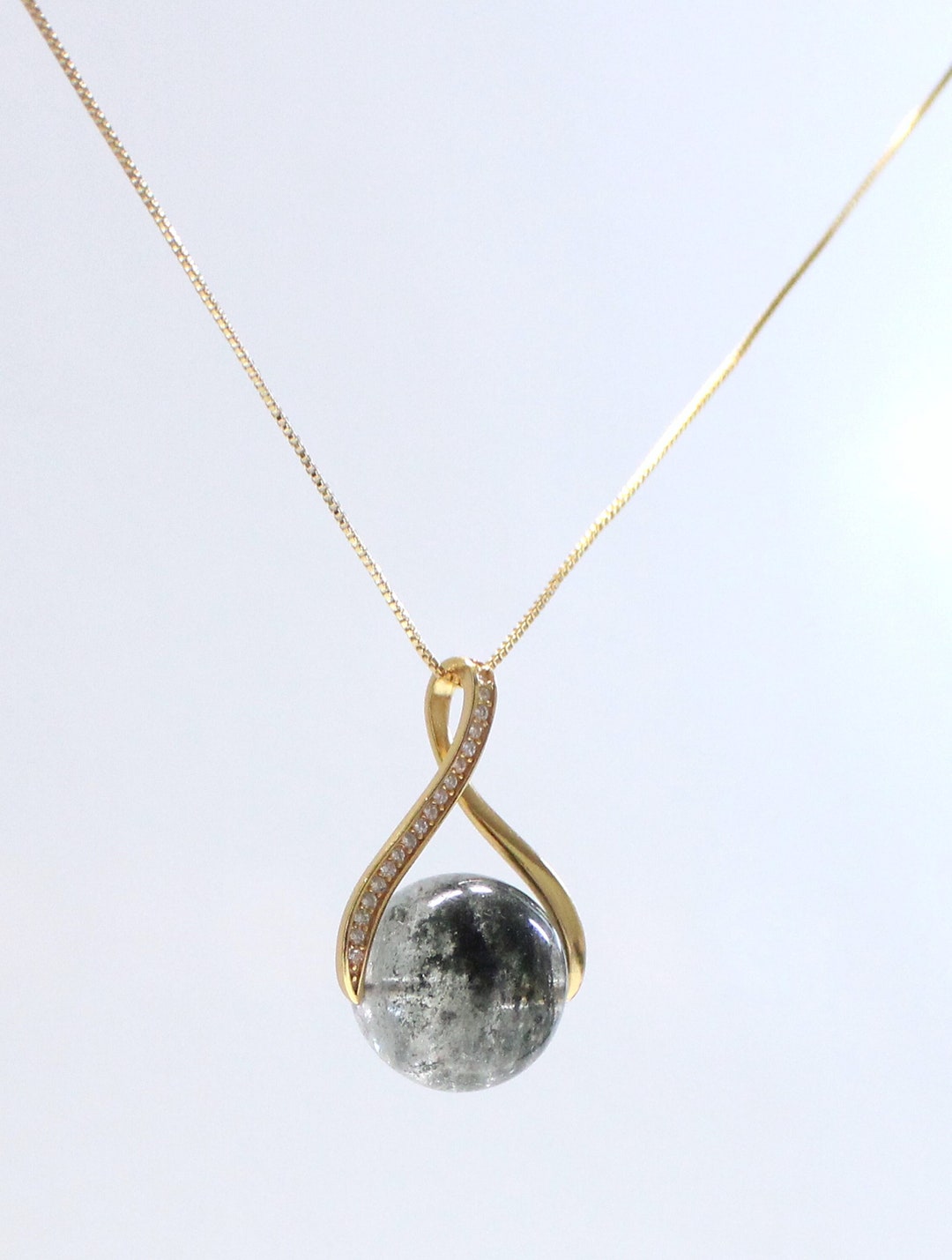 Garden Quartz Pendant Natural Stone Jewelry Lodolite Etsy