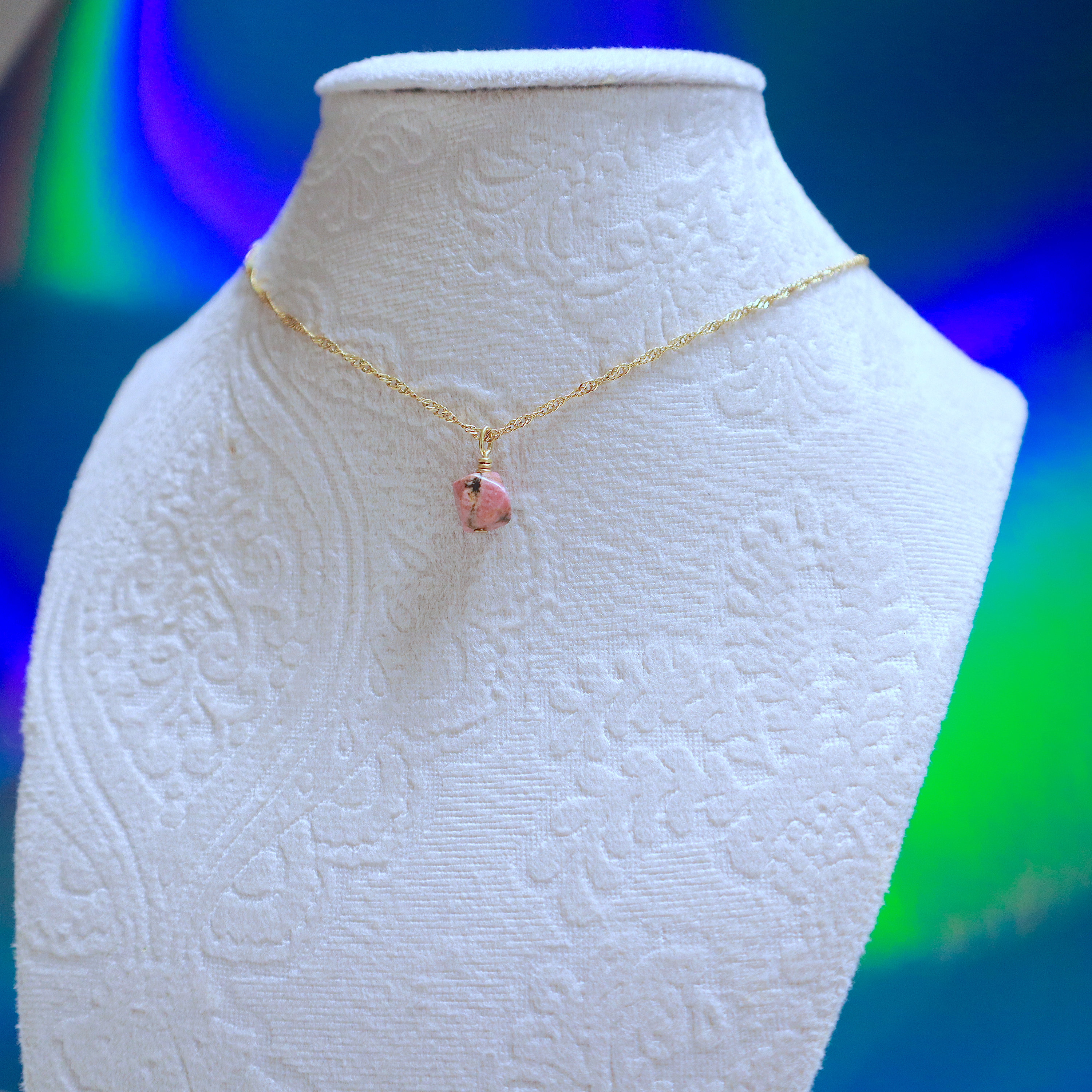 Dainty Rhodonite- Elegant 18K Gold Filled and Rhodonite Pendant ...