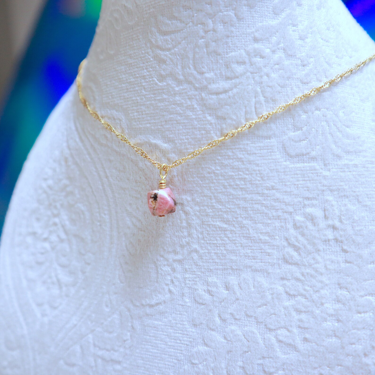 Dainty Rhodonite- Elegant 18K Gold Filled and Rhodonite Pendant ...
