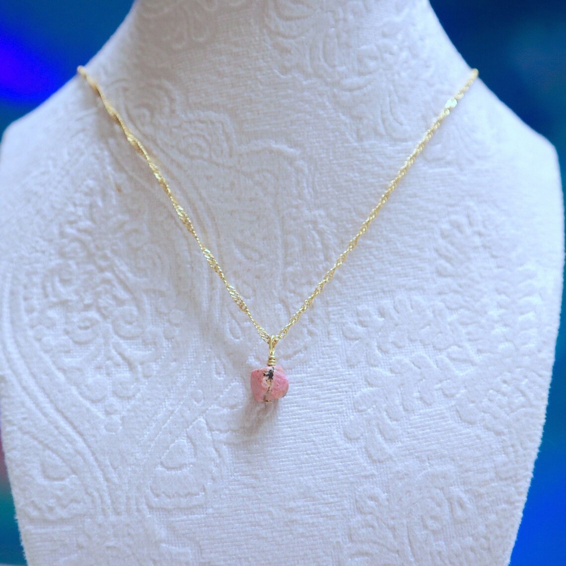 Dainty Rhodonite- Elegant 18K Gold Filled and Rhodonite Pendant ...