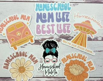 6 Homeschool Mom Stickers Bundle - Homeschool Mom Life - Homeschool Teacher Gift Idea - Homeschool Planner - Homeschool Organization