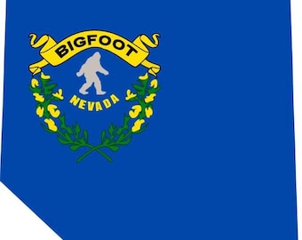 Yeti Nevada Flag Decal, Bigfoot NV State Sticker